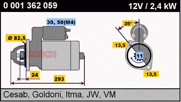 Motor de arranque 0001362059 Bosch