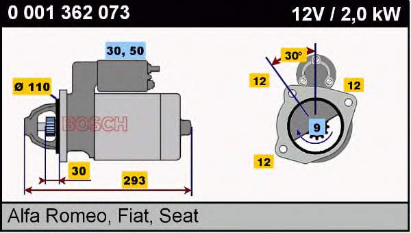 Motor de arranque 0001362073 Bosch