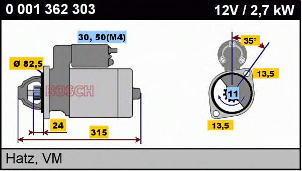 0001362303 Bosch motor de arranque