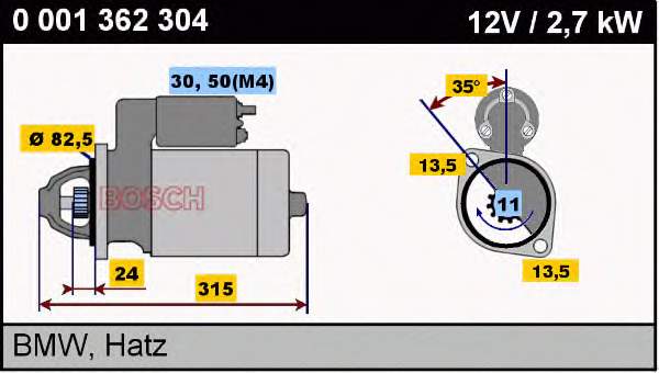 Motor de arranque 0001362304 Bosch