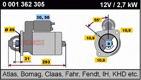 Motor de arranque 0001362305 Bosch