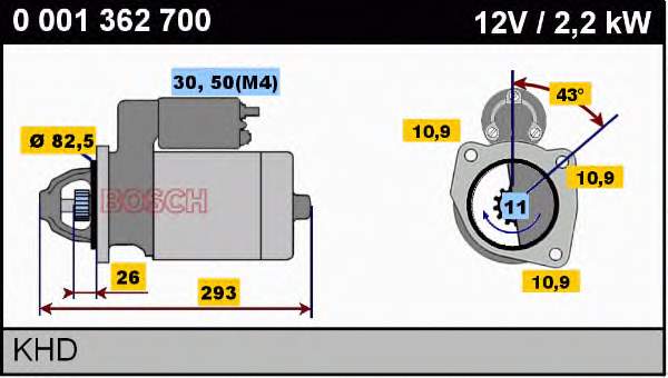 Motor de arranque 0001362700 Bosch