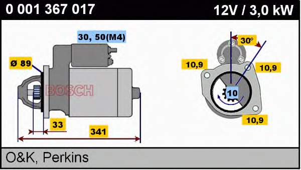 Motor de arranque 0001367017 Bosch