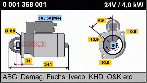 Motor de arranque 0001368001 Bosch