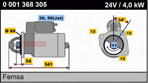 Motor de arranque 0001368305 Bosch