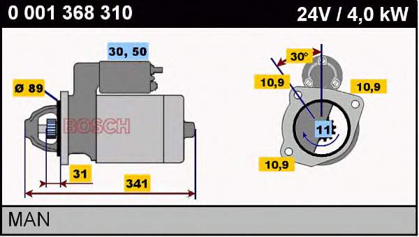 Motor de arranque 0001368310 Bosch