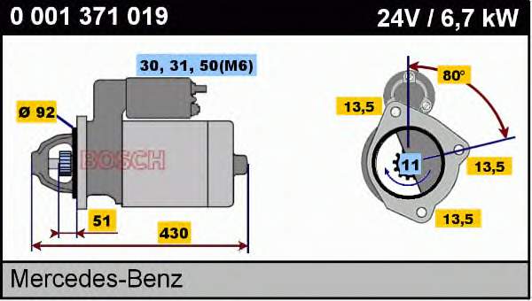 Motor de arranque 0001371019 Bosch