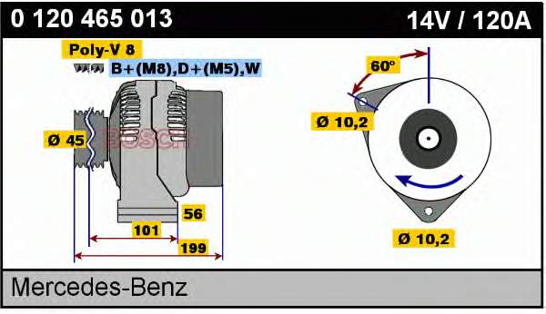 Alternador 0120465013 Bosch