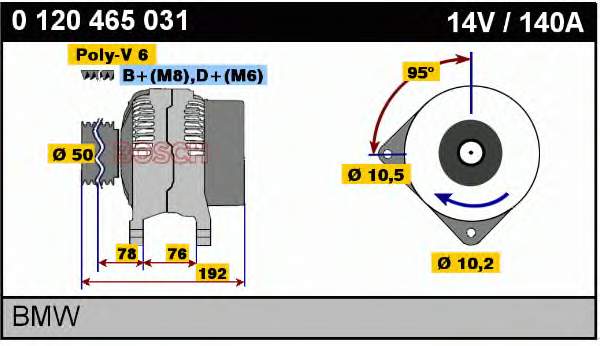 Alternador 0120465031 Bosch