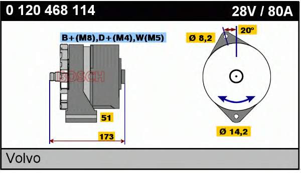 0120468114 Bosch Alternador de coche