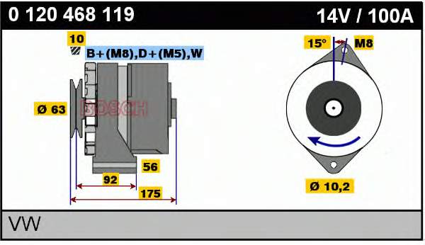 Alternador 0120468119 Bosch