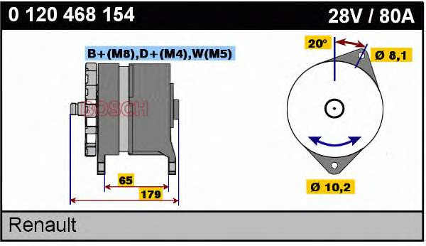 Alternador 0120468154 Bosch