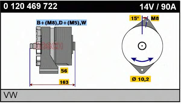 Alternador 0120469722 Bosch