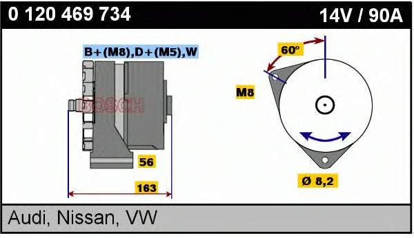 Alternador 0120469734 Bosch