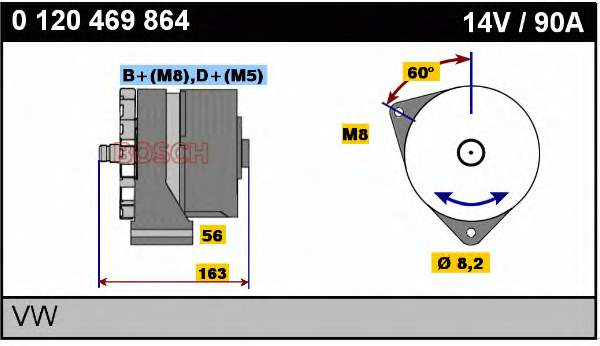 Alternador 0120469864 Bosch