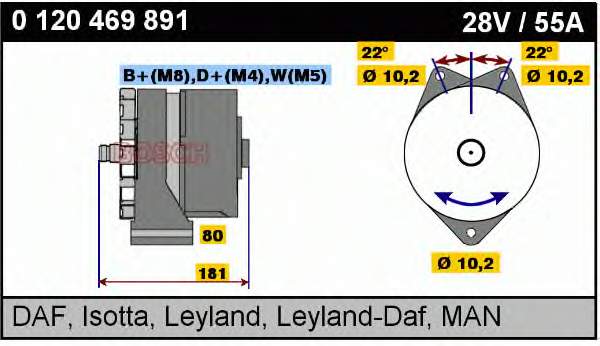 Alternador 0120469891 Bosch