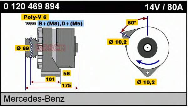 0120469894 Bosch alternador