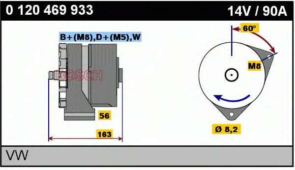 Alternador 0120469933 Bosch