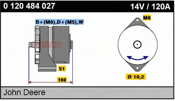 Alternador 0120484027 Bosch