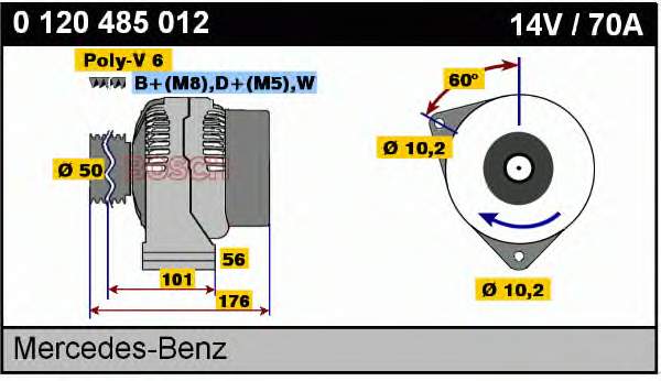 Alternador 0120485012 Bosch
