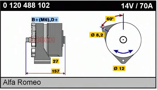 Alternador 0120488102 Bosch