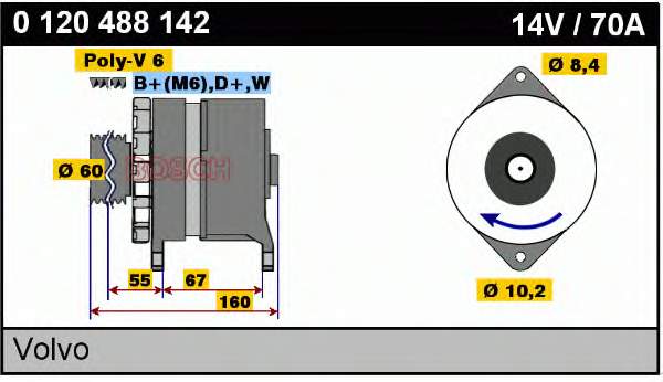 Alternador 0120488142 Bosch