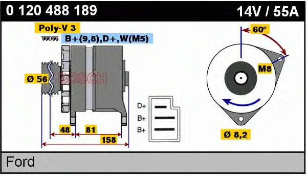 Alternador 0120488189 Bosch