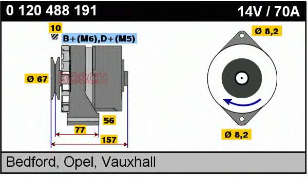 0120488158159 Opel Alternador de coche