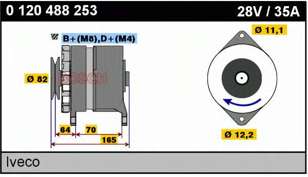 Alternador 0120488253 Bosch