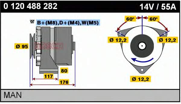 Alternador 0120488282 Bosch