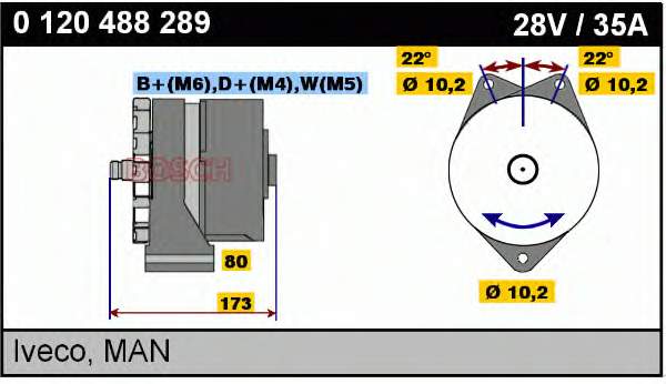 Alternador 0120488289 Bosch