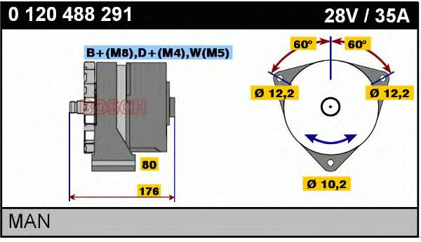 Alternador 0120488291 Bosch