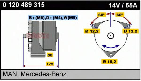 Alternador 0120489315 Bosch