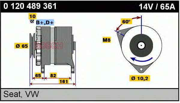 Alternador 0120489361 Bosch