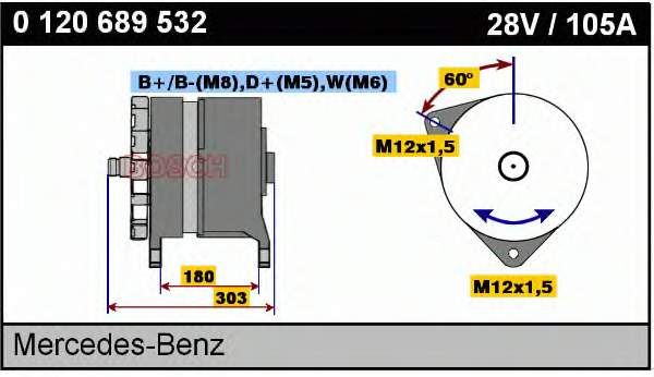 Alternador 0120689532 Bosch