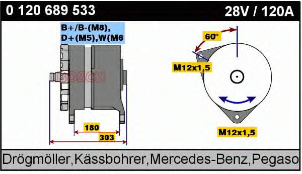 Alternador 0120689533 Bosch