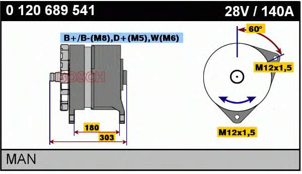 Alternador 0120689541 Bosch