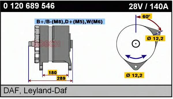 Alternador 0120689546 Bosch