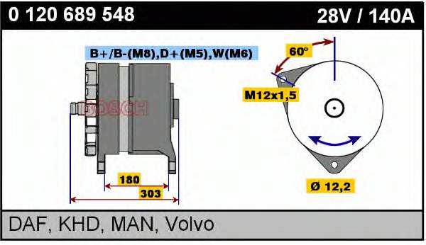 Alternador 0120689548 Bosch