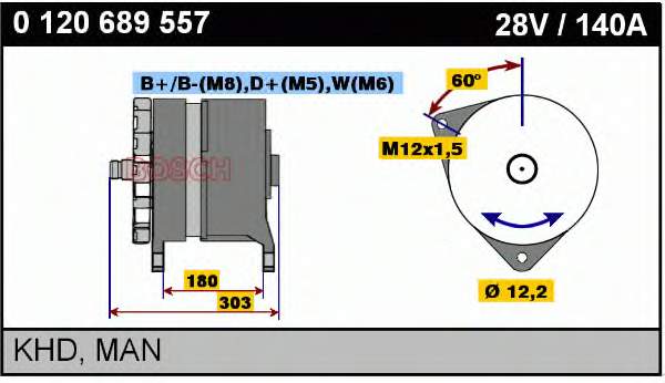 Alternador del motor Bosch 1986A00002 precio, desde 788,44 EUR