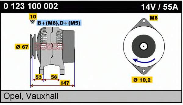 0123100002 Bosch Alternador de coche