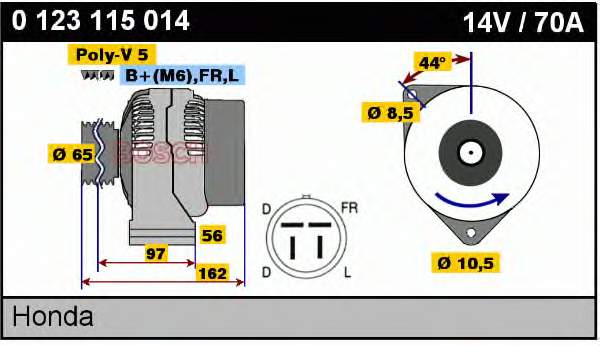 Alternador 0123115014 Bosch