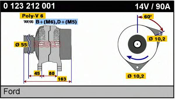 0123212001 Bosch Alternador de coche