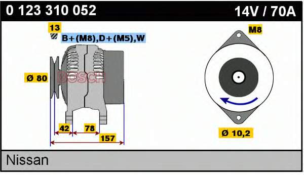 Alternador 0986047200 Bosch
