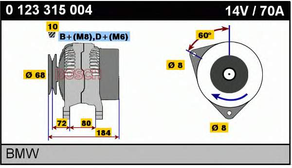 Alternador 0123315004 Bosch