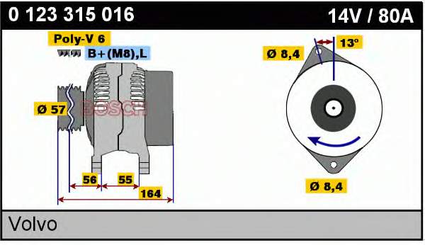 0123315016 Bosch alternador