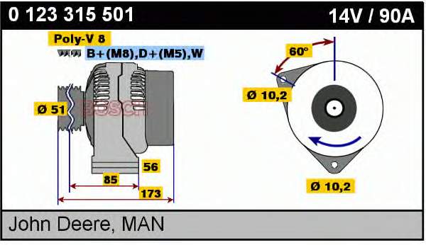 0123315501 Bosch alternador