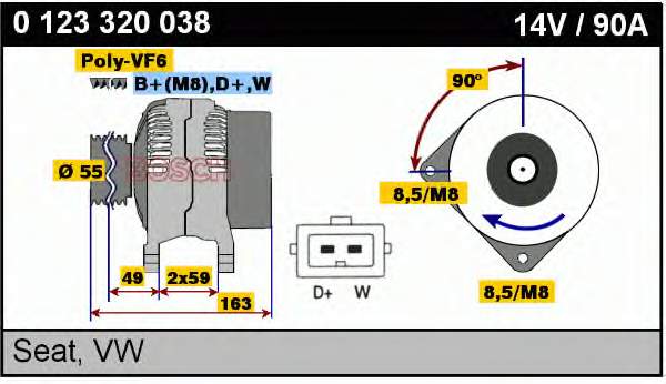 0123320038 Bosch Alternador de coche