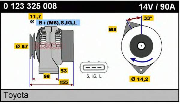 Alternador 0123325008 Bosch