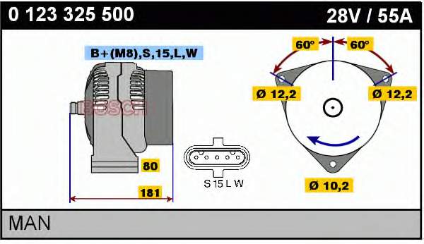 Alternador 0123325500 Bosch